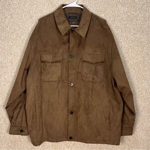 Imperfect Y2K suede barn jacket Claiborne Outerwear XL brown button down pockets
